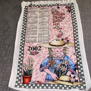 Vintage Mary Engelbreit Linen Calendar Towel From 2002